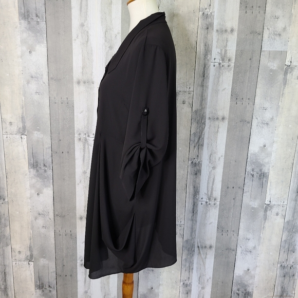 Joseph Ribkoff Size 16 Black Button Down Tunic Top - Picture 2 of 7